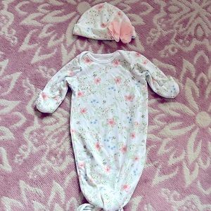Little Me 0-3month 2-piece gown and hat